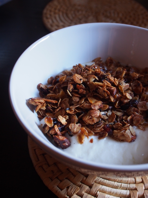tea infused granola with yogurt